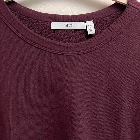 WILT Women’s Burgandy Crewneck Three Quarter Sleeve Sweatshirt - Size Medium - Picture 5 of 8